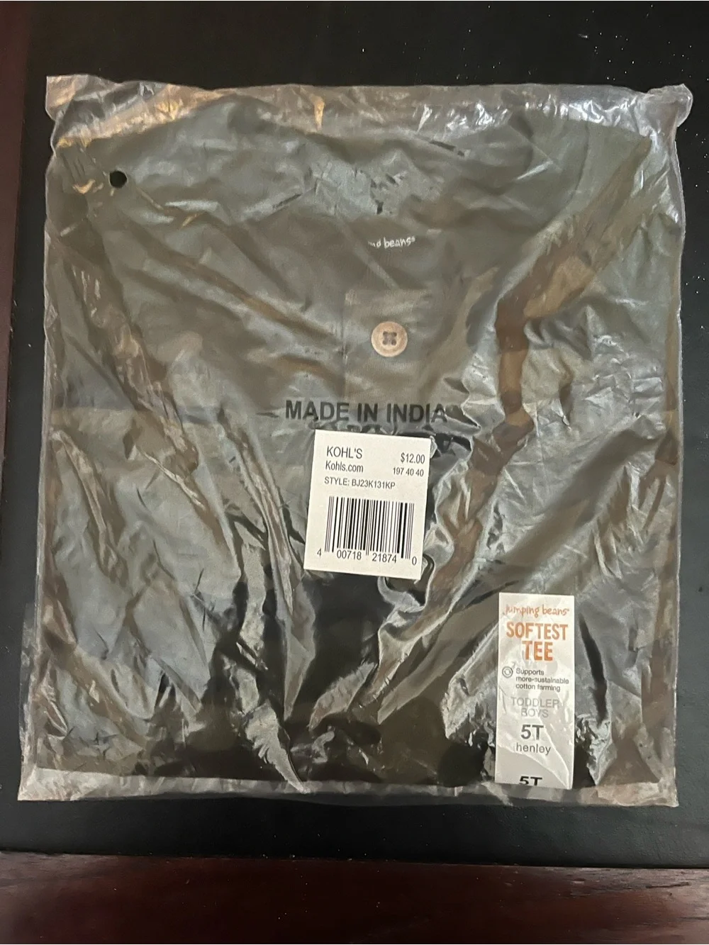 jumping beans camo Henley Softest Tee - 5T